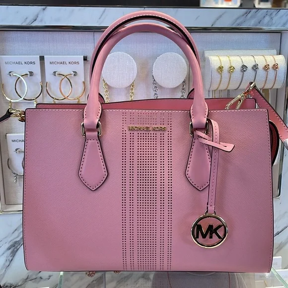 MICHAEL KORS
Sheila Medium CZ Faux Saffiano Leather Satchel Crossbody 
NWT - Picture 8 of 16